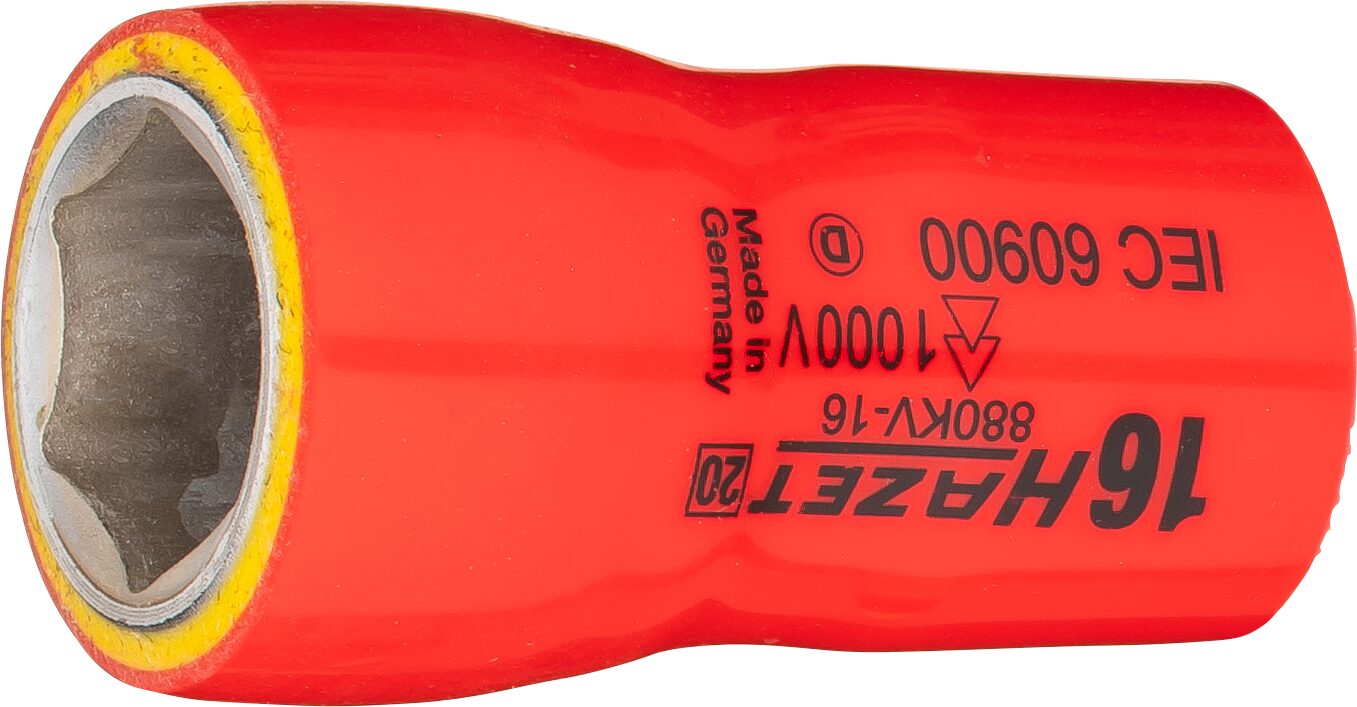 HAZET Dopsleutel · geïsoleerd 880KV-16 · 3/8 inch (10 mm) vierkant hol · Buiten-zeskant-tractieprofiel · SW 16 mm