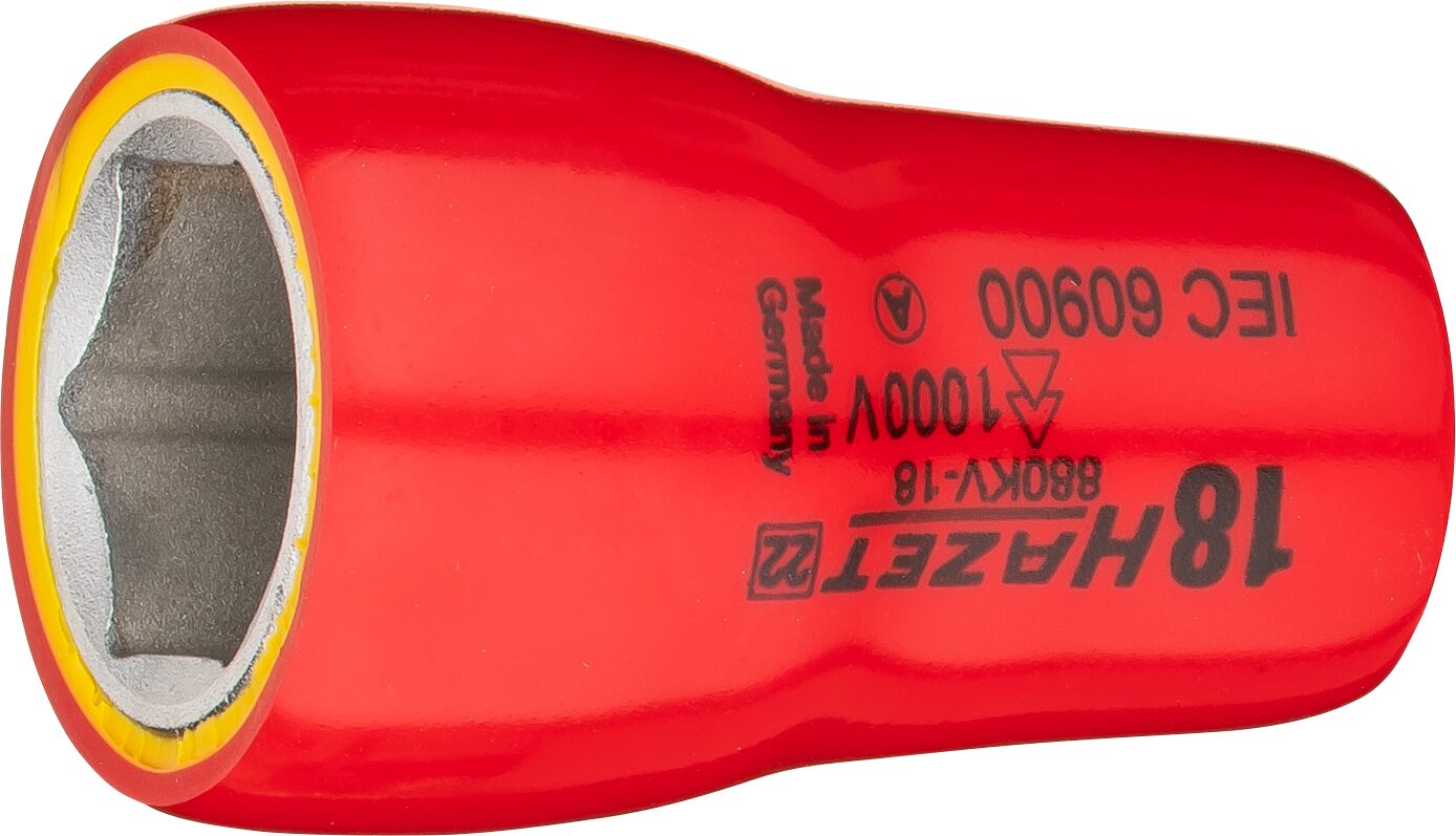 HAZET Dopsleutel · geïsoleerd 880KV-18 · 3/8 inch (10 mm) vierkant hol · Buiten-zeskant-tractieprofiel · SW 18 mm