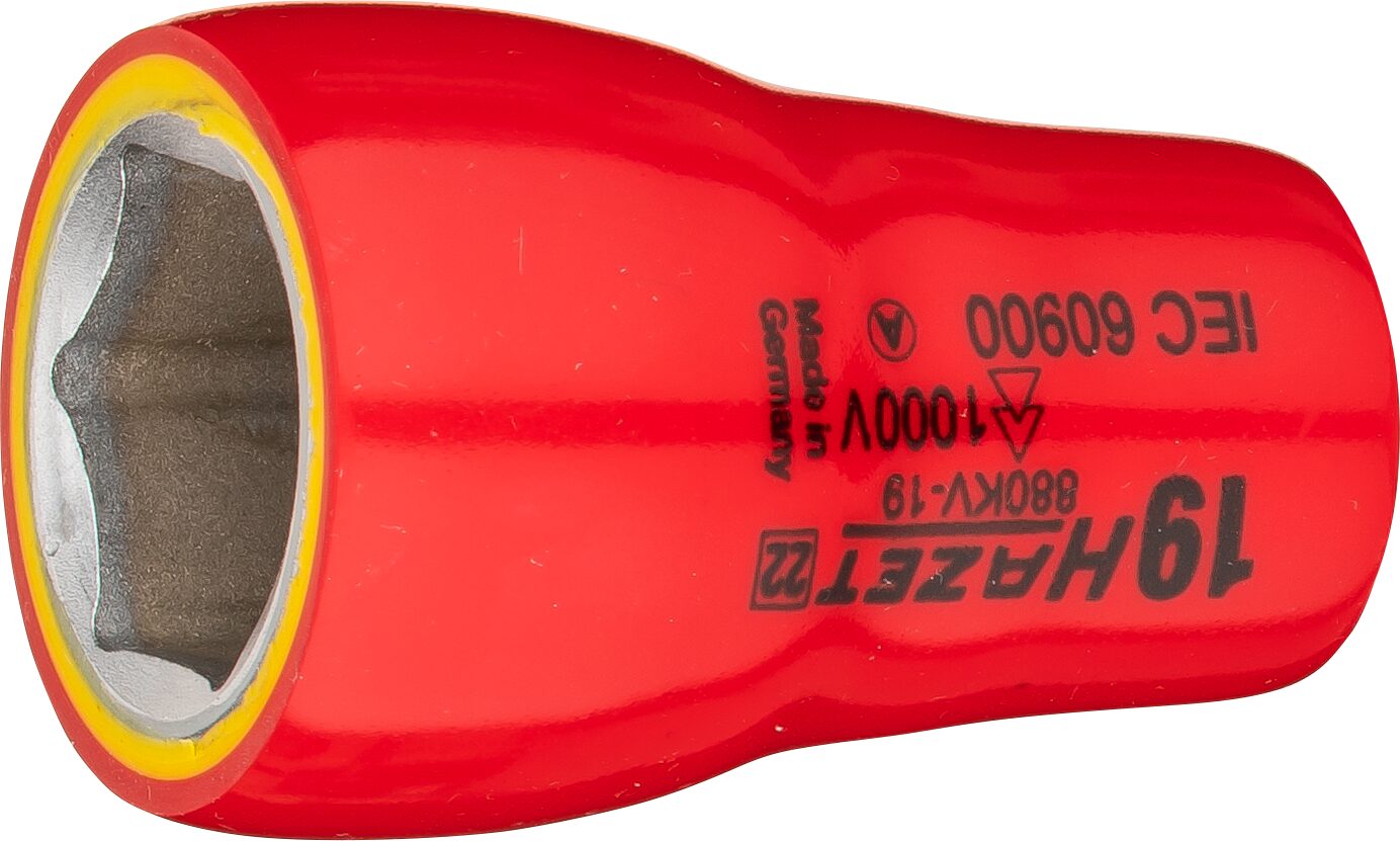 HAZET Dopsleutel · geïsoleerd 880KV-19 · 3/8 inch (10 mm) vierkant hol · Buiten-zeskant-tractieprofiel · SW 19 mm