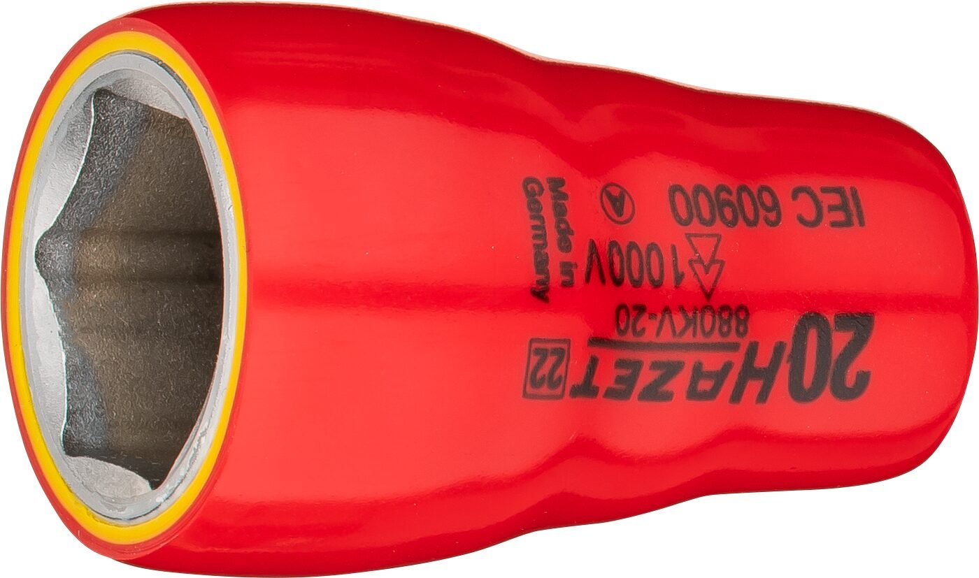 HAZET Dopsleutel · geïsoleerd 880KV-20 · 3/8 inch (10 mm) vierkant hol · Buiten-zeskant-tractieprofiel · SW 20 mm