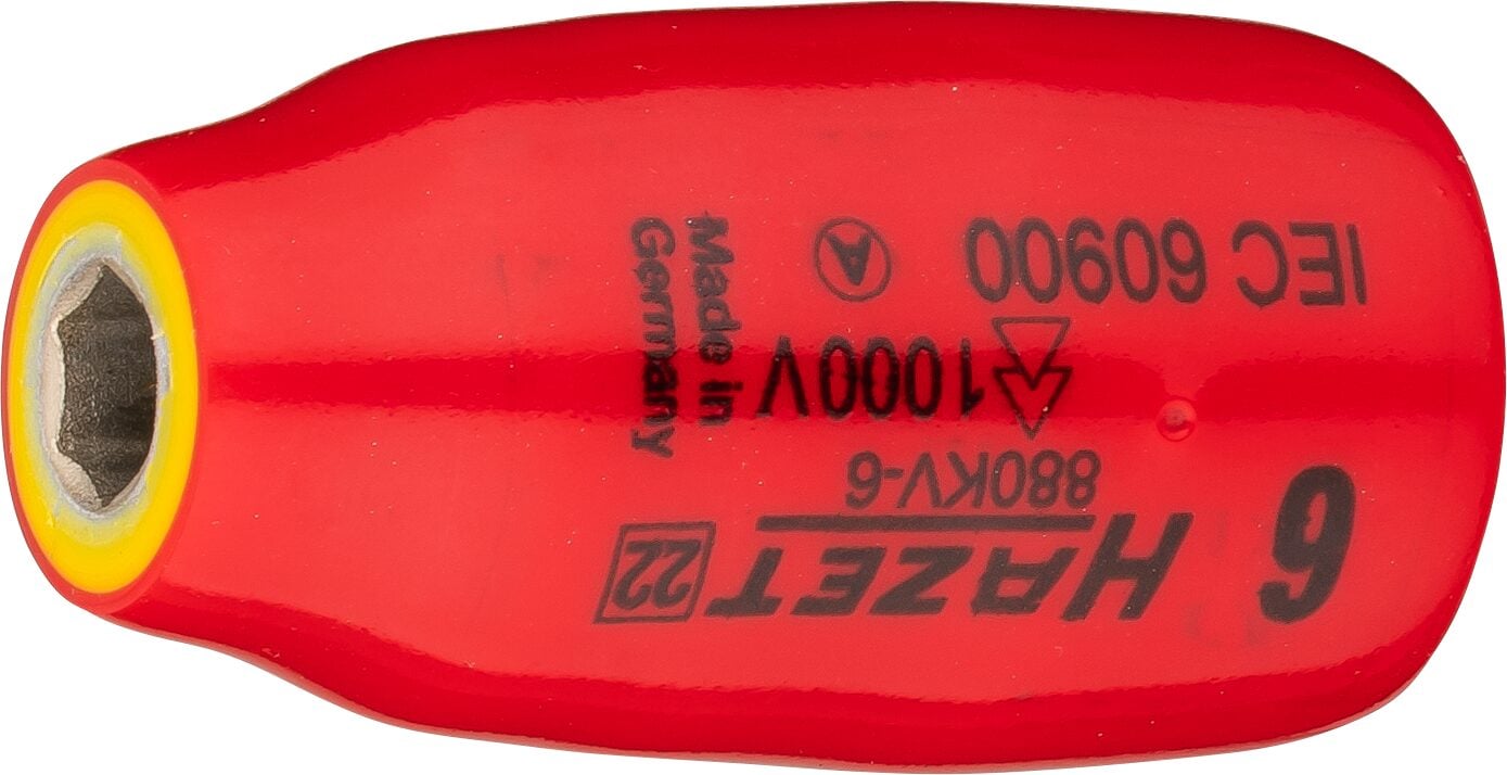 HAZET Dopsleutel · geïsoleerd 880KV-6 · 3/8 inch (10 mm) vierkant hol · Buiten-zeskant-tractieprofiel · SW 6 mm