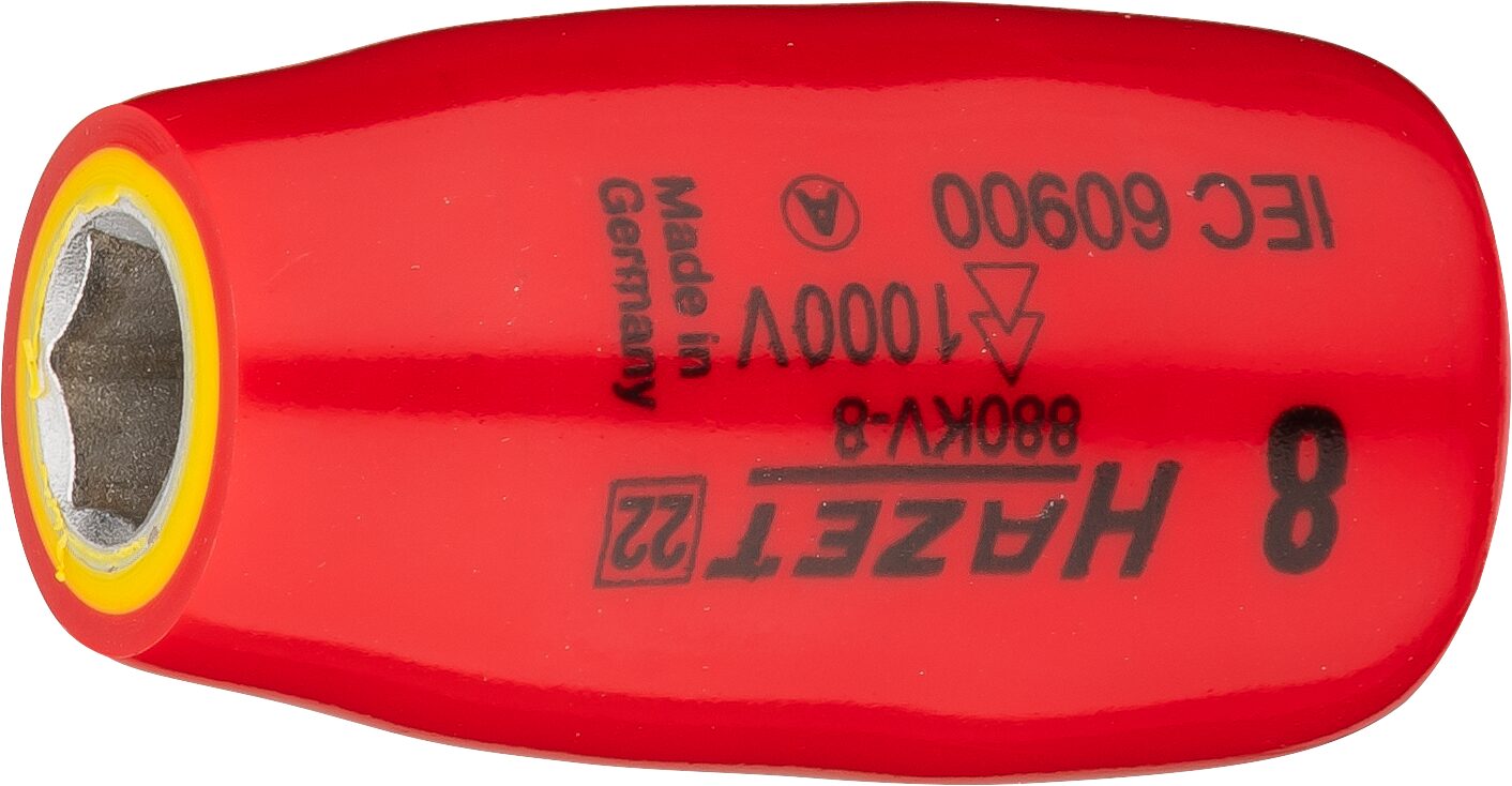 HAZET Dopsleutel · geïsoleerd 880KV-8 · 3/8 inch (10 mm) vierkant hol · Buiten-zeskant-tractieprofiel · SW 8 mm