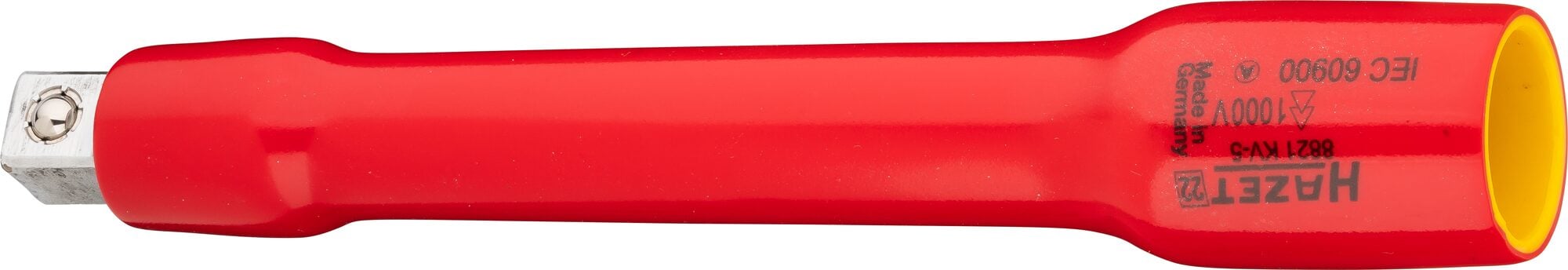 HAZET Verlengstuk · geïsoleerd 8821KV-5 · 3/8 inch (10 mm) vierkant hol · 3/8 inch (10 mm) vierkant massief · Lengte: 142 mm