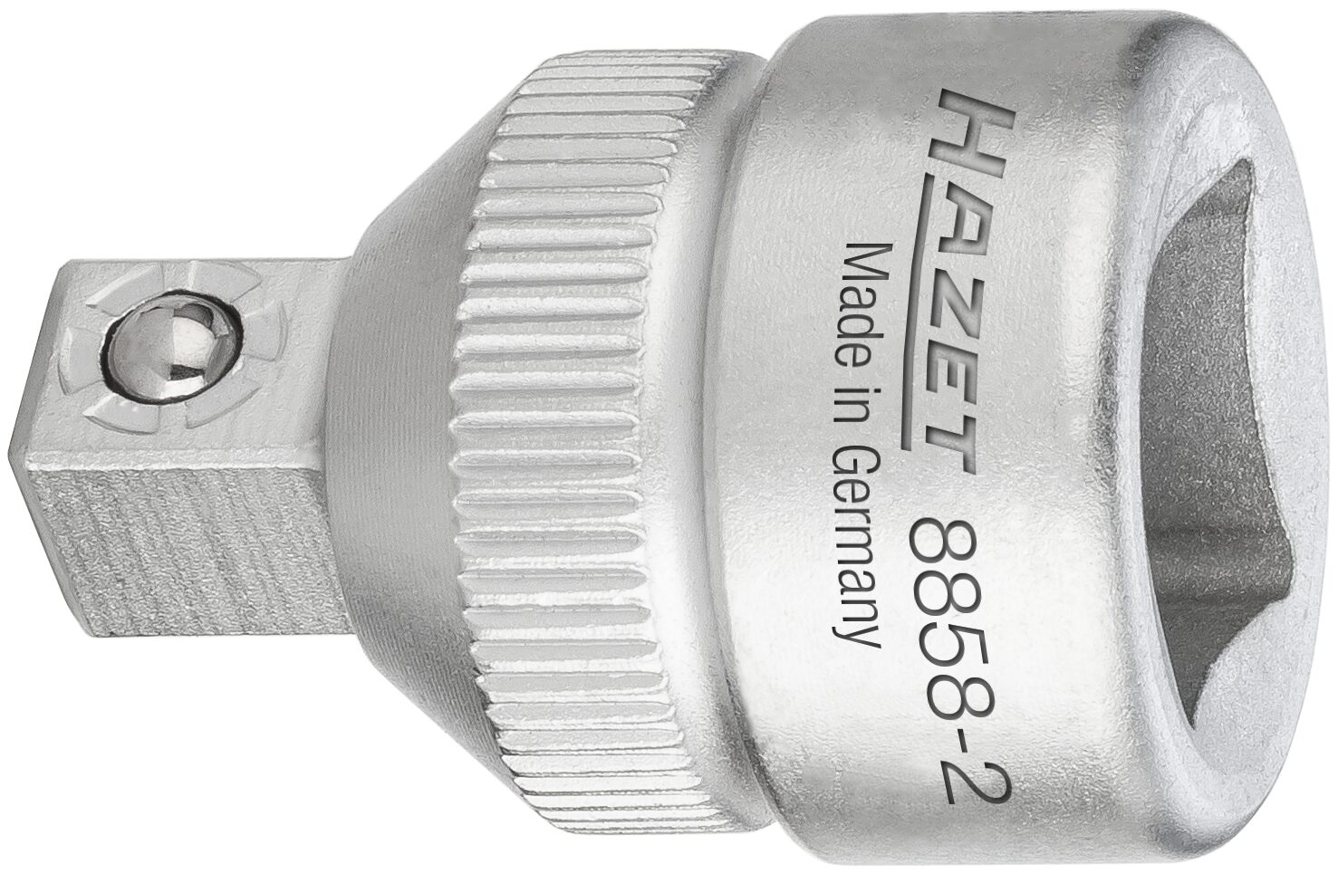HAZET Verloopstuk 8858-2 · 3/8 inch (10 mm) vierkant hol · 1/4 inch (6,3 mm) vierkant massief · Lengte: 26 mm