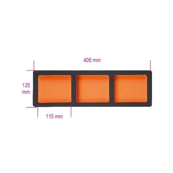 Beta VPM7 Zachte foam inleg voor wagen C38 met 3 vakken - 088870356 088870356