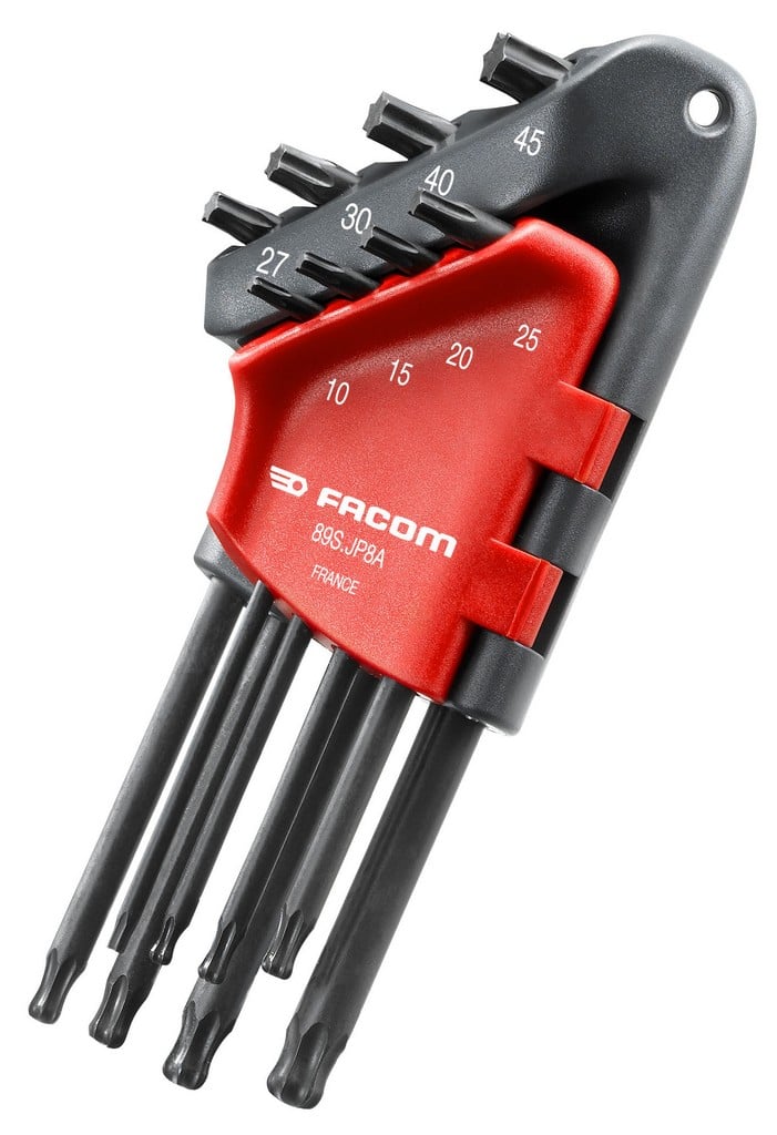 Facom set van 8 lange torx inbussleutels met kogelkop - 89S.JP8A