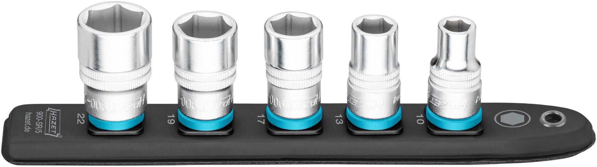HAZET SmartRail · Flexibele kunststof opsteekstrip 900-SR/5 · 1/2 inch (12,5 mm) vierkant hol · 5-delig · 10 · 13 · 17 · 19 · 22