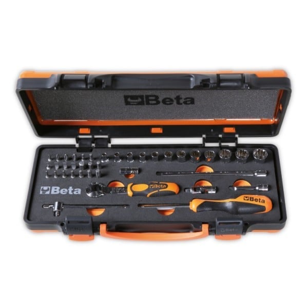 Beta 900U/C12M Doppendoos met 12 gearlock dopsleutels | 20 bits en 7 toebehoren | in zachte foam inleg | in metalen kist - 009001792 009001792