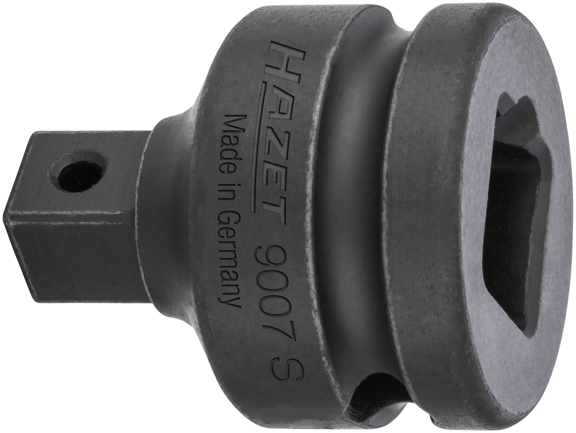 HAZET Verloopstuk 9007S · 1/2 inch (12,5 mm) vierkant hol · 3/8 inch (10 mm) vierkant massief · Lengte: 37 mm