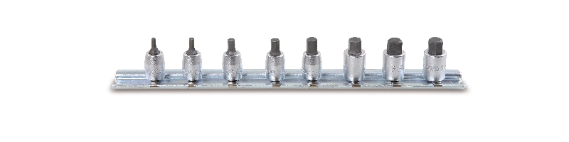 Beta 8-delig set schroevendraaierdoppen voor binnenzeskant schroeven, 1/4" aansluiting, verchroomd 900ME/SB8 - 009000518