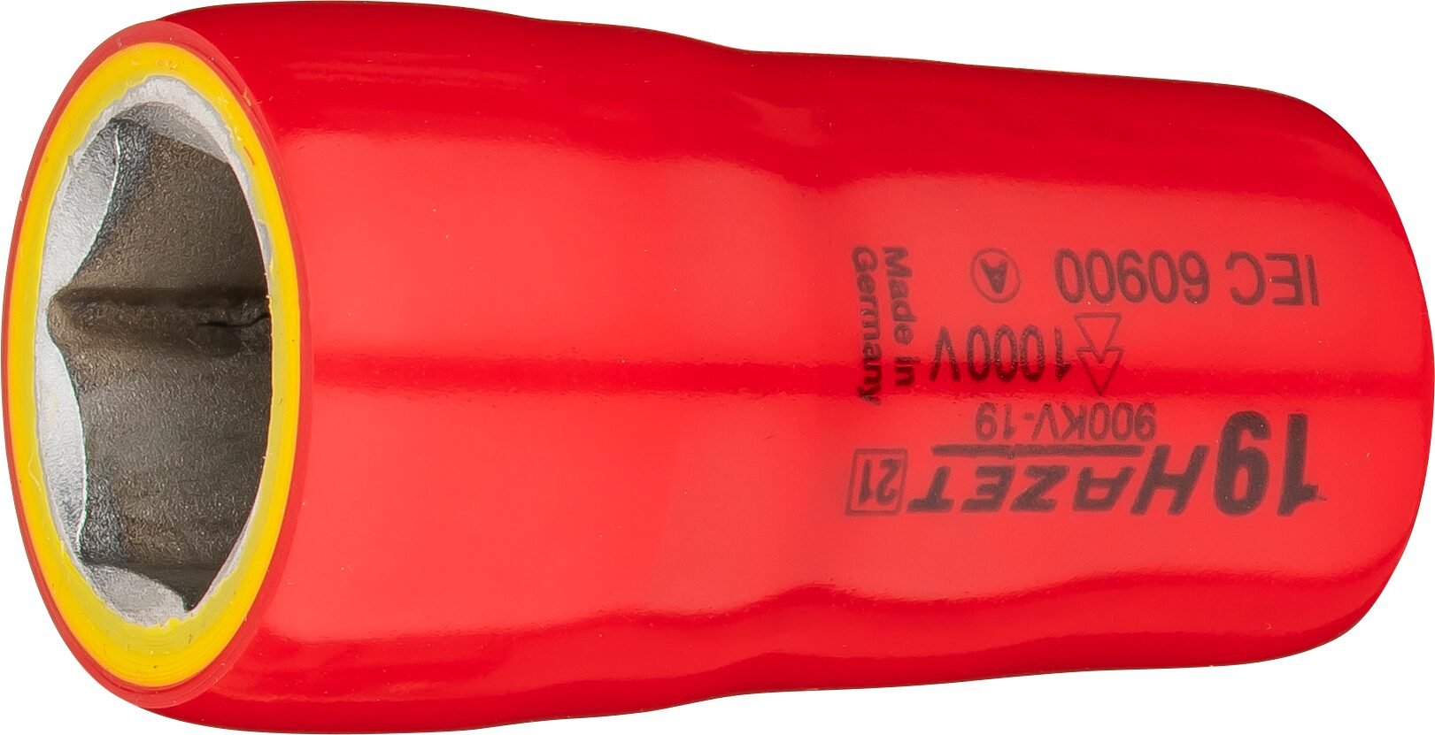 HAZET Dopsleutel · geïsoleerd 900KV-19 · 1/2 inch (12,5 mm) vierkant hol · Buiten-zeskant-tractieprofiel · SW 19 mm