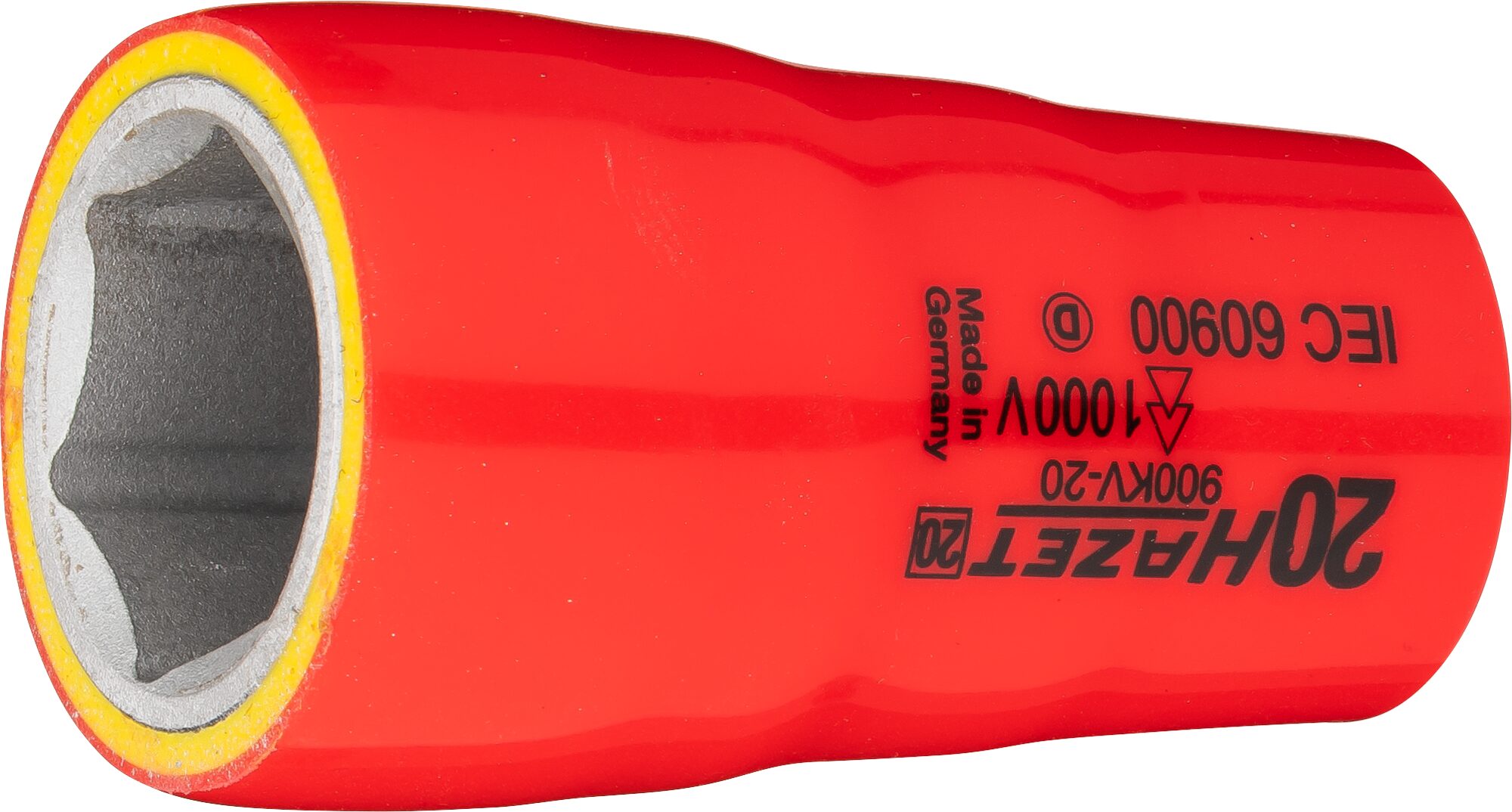 HAZET Dopsleutel · geïsoleerd 900KV-20 · 1/2 inch (12,5 mm) vierkant hol · Buiten-zeskant-tractieprofiel · SW 20 mm