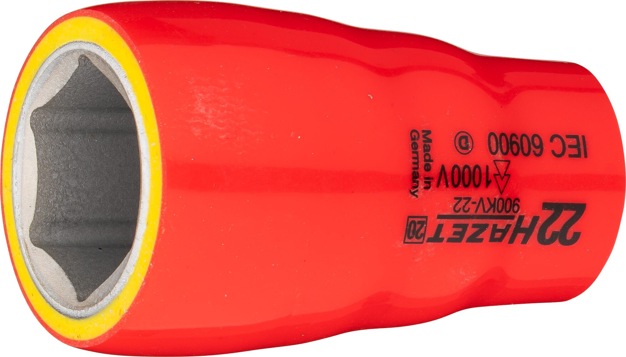 HAZET Dopsleutel · geïsoleerd 900KV-22 · 1/2 inch (12,5 mm) vierkant hol · Buiten-zeskant-tractieprofiel · SW 22 mm