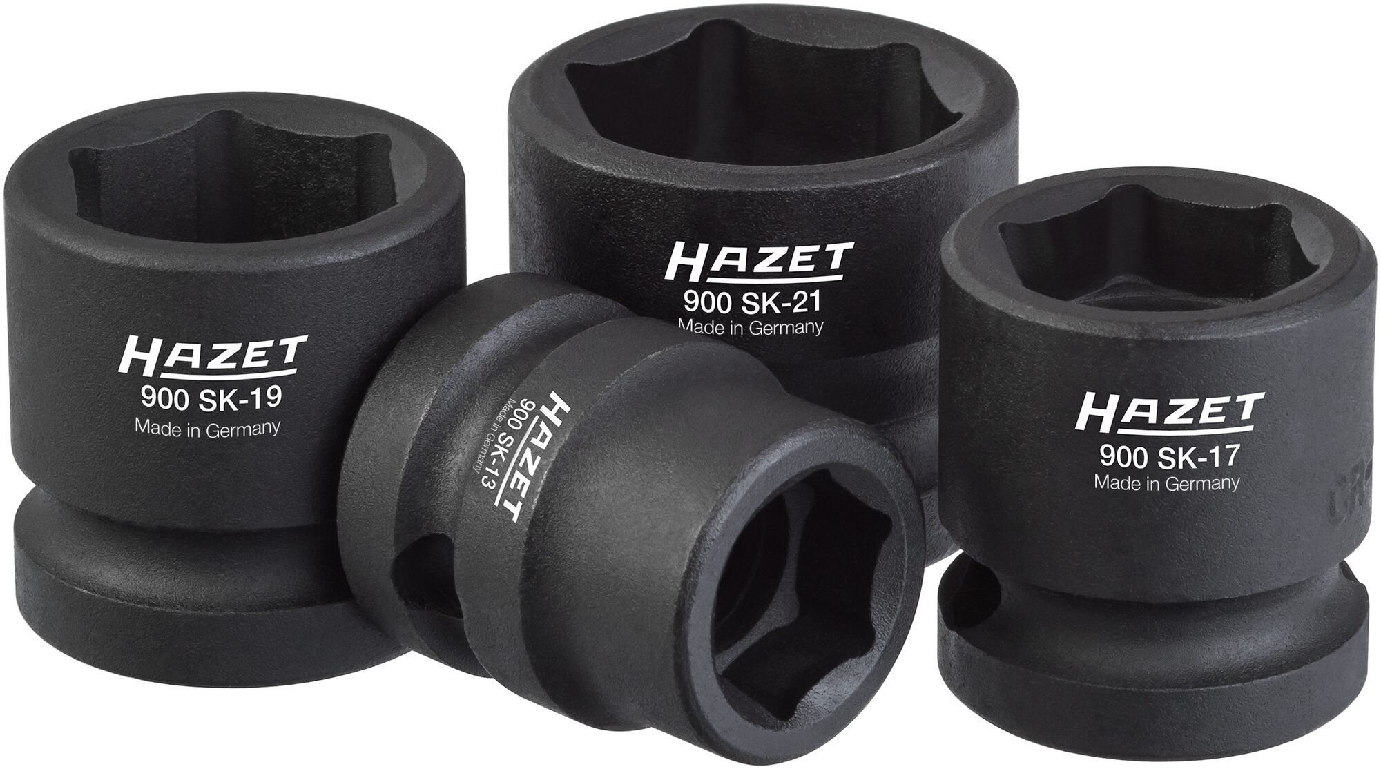 HAZET Krachtdopsleutelset 900SK/4 · 1/2 inch (12,5 mm) vierkant hol · Buiten-zeskant-tractieprofiel · 4-delig · 13 · 17 · 19 · 21