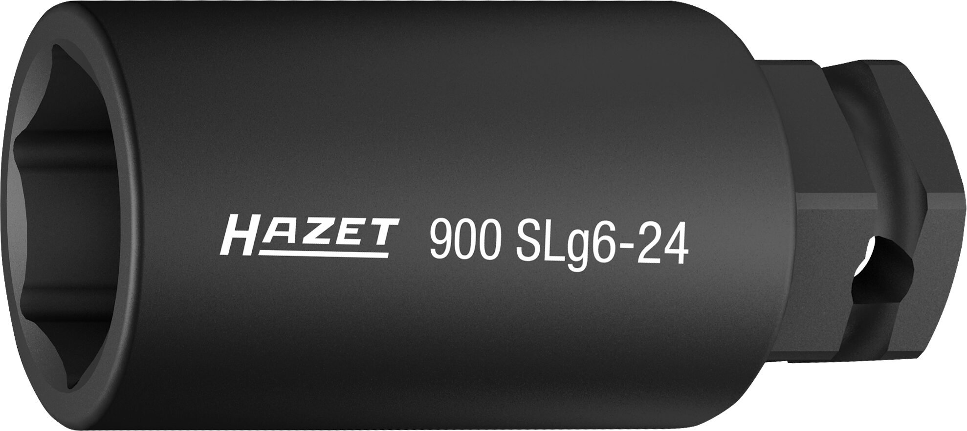 HAZET Krachtdopsleutel 900SLG6-24 · 1/2 inch (12,5 mm) vierkant hol, 24 mm buitenzeskant · Buiten-zeskant-tractieprofiel · SW 24 mm