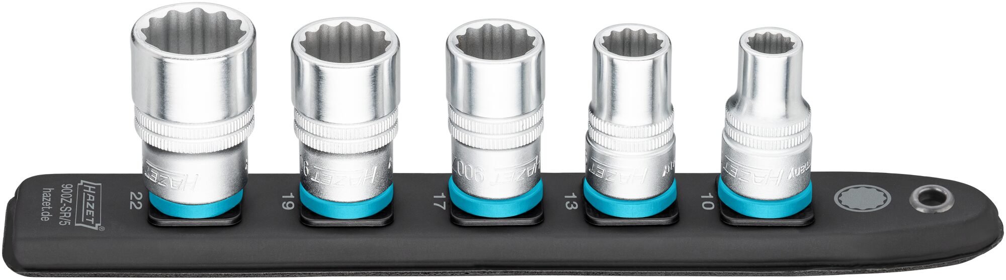 HAZET SmartRail · Flexibele kunststof opsteekstrip 900Z-SR/5 · 1/2 inch (12,5 mm) vierkant hol · Buitentwaalfkant tractieprofiel · 5-delig · 10 · 13 ·