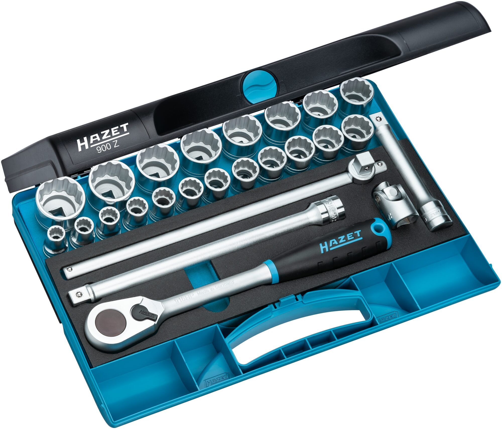 HAZET Dopsleutelset 900Z - 1/2 inch (12,5 mm) vierkant hol - Buitentwaalfkant tractieprofiel - 25-delig - 10 - 32