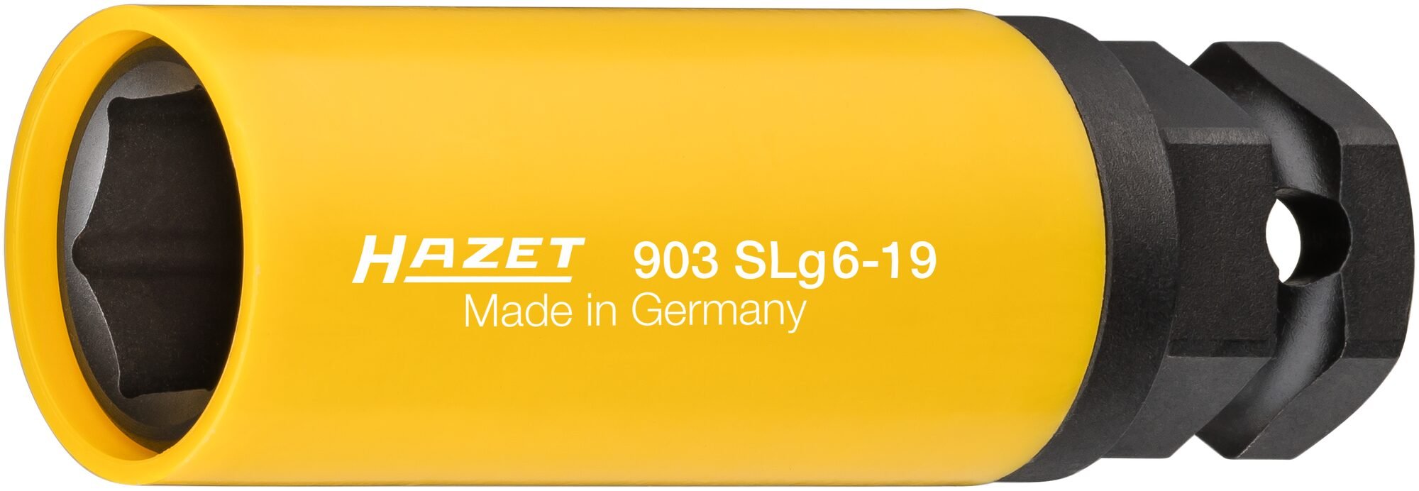HAZET Krachtdopsleutel 903SLG6-19 · 1/2 inch (12,5 mm) vierkant hol, 24 mm buitenzeskant · Buiten-zeskant-tractieprofiel · SW 19 mm