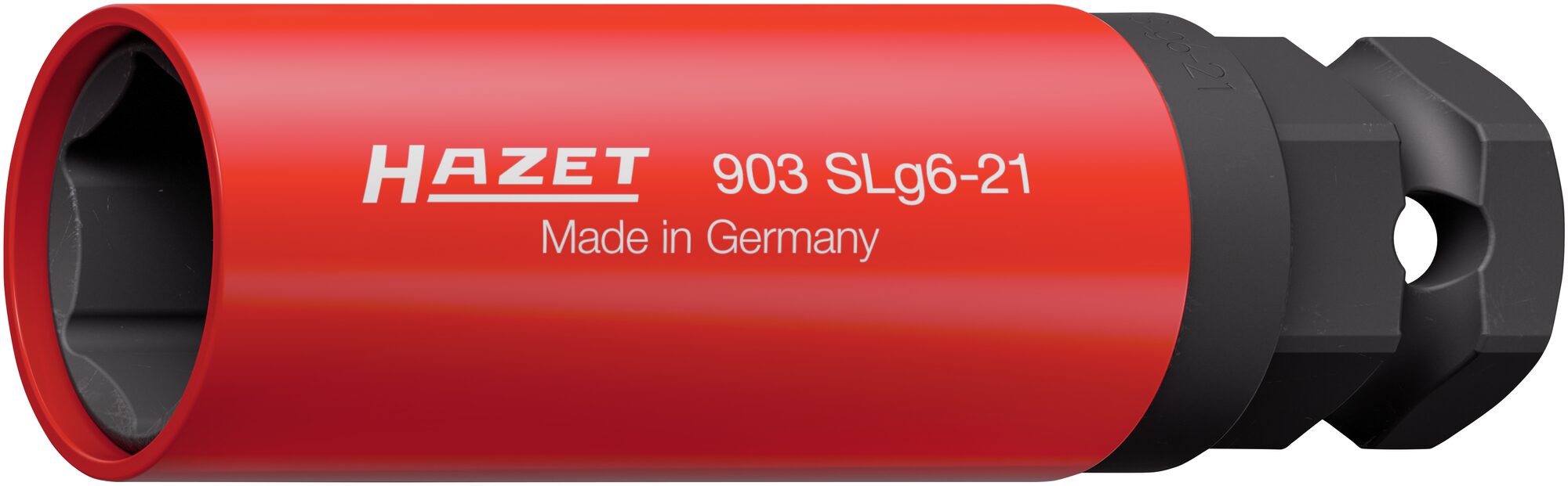 HAZET Krachtdopsleutel 903SLG6-21 · 1/2 inch (12,5 mm) vierkant hol, 24 mm buitenzeskant · Buiten-zeskant-tractieprofiel · SW 21 mm