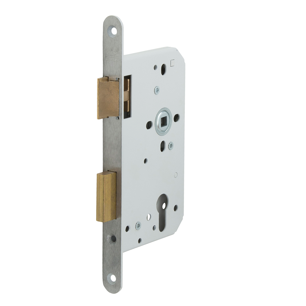 Nemef 649/66 Deurslot | DM60mm | PC72mm | krukgat 8mm | voorplaat RVS 20x235mm afgerond | messing zwengeldagschoot en nachtschoot | DR 2+4 -