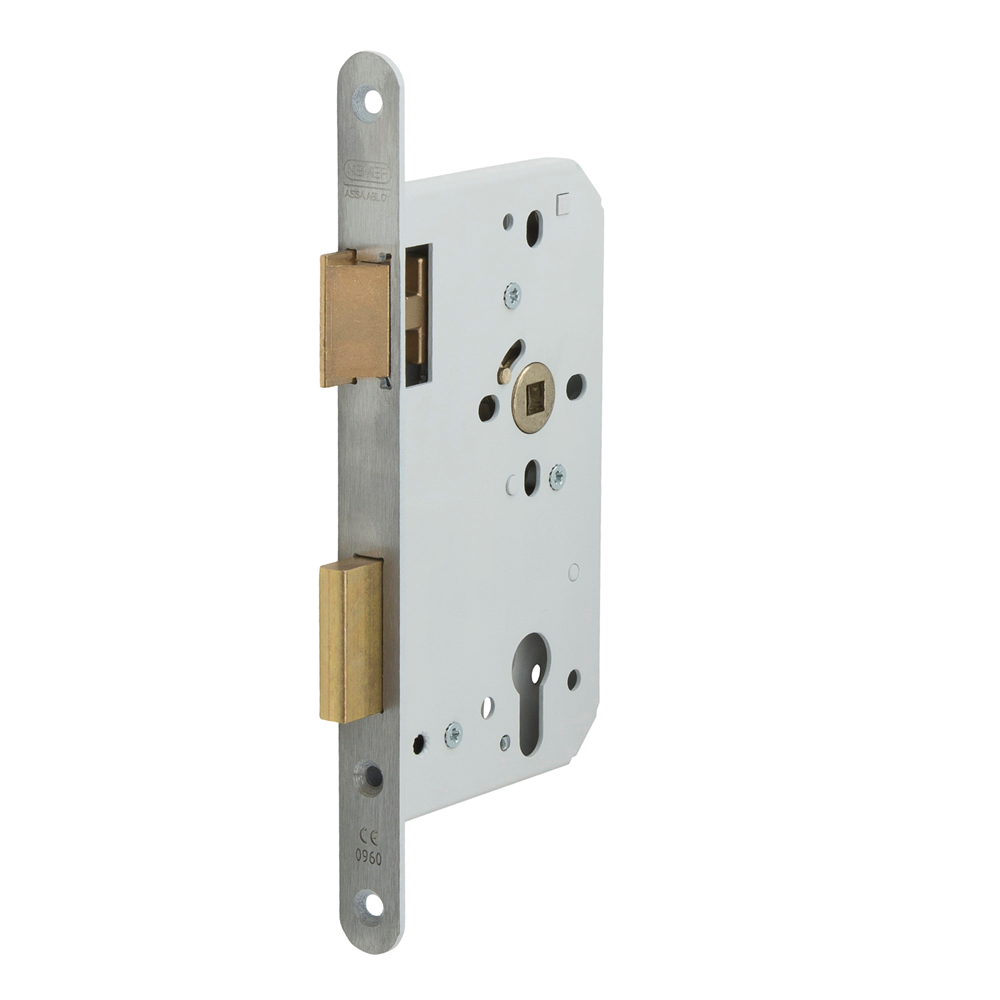 Nemef 649/46 Paniekdeurslot | DM60mm | PC72mm | krukgat 8mm gedeeld | voorplaat RVS 20x235mm afgerond | messing dag- en nachtschoot | DR 4 -