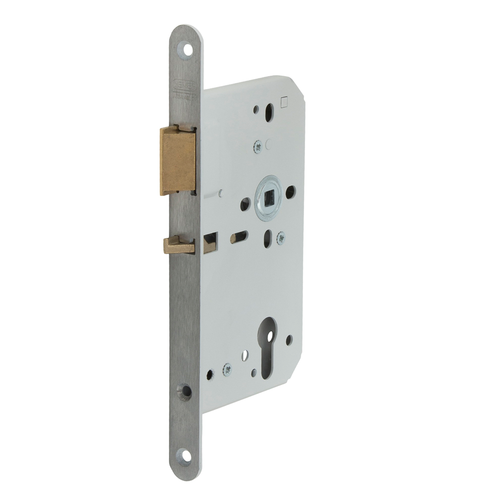 Nemef 649/47 Centraalslot | DM60mm | PC72mm | krukgat 8mm | voorplaat RVS 20x235mm afgerond | messing dagschoot | dagschootblokkering | DR 1+3 -