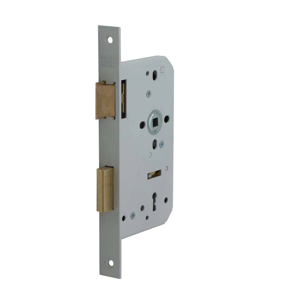 Nemef 666 Deurslot | DM60mm | S72mm | krukgat 8mm | voorplaat staal gelakt 24x235mm rechthoekig | messing dag- en nachtschoot | DR 1+3 - 9066604651