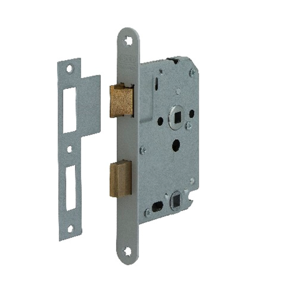 Nemef 1264 Toilet/badkamerdeurslot | DM50mm | WC63mm | krukgat 8mm | voorplaat messing 20x174mm afgerond | messing dag- en nachtschoot | DR 1+3/2+4 -