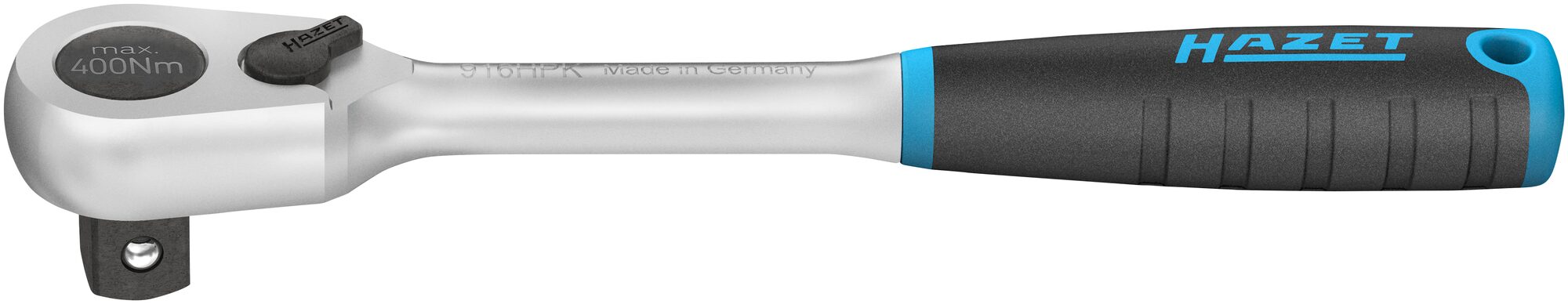 HAZET HiPer fijnvertande omschakelratel · kort 916HPK · 1/2 inch (12,5 mm) vierkant massief · Lengte: 200 mm
