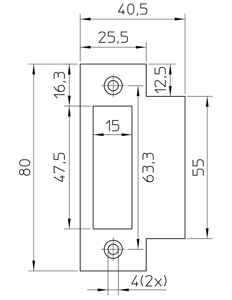 Nemef P 1739 12 Sluitplaat | staal verzinkt 80x25.5mm rechthoekig | DR 1+2+3+4 9173990005
