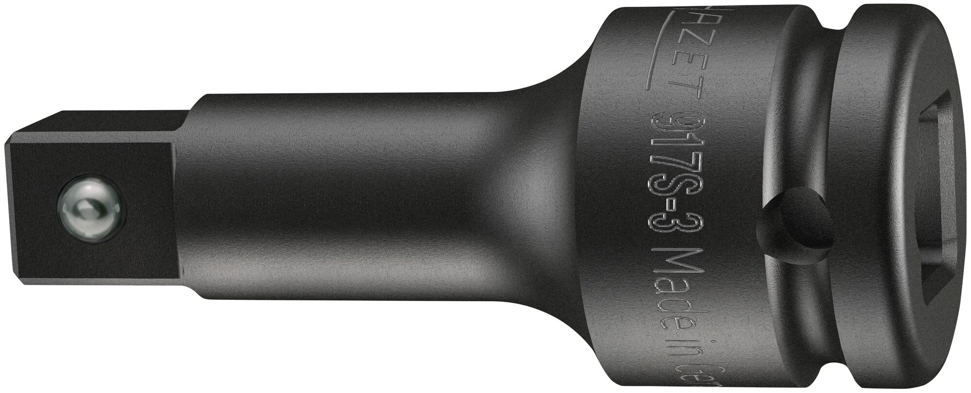 HAZET Krachtverlengstuk 917S-3 · 1/2 inch (12,5 mm) vierkant hol · 1/2 inch (12,5 mm) vierkant massief · Lengte: 75 mm