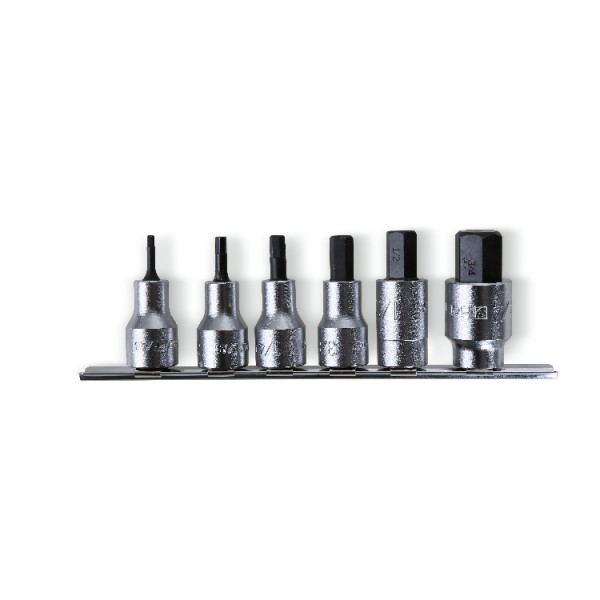 Beta 920PE-AS/SB6 Set van schroevendraaierdoppen voor binnenzeskant schroeven | 1/2" aansluiting | verchroomd - 009200469 009200469