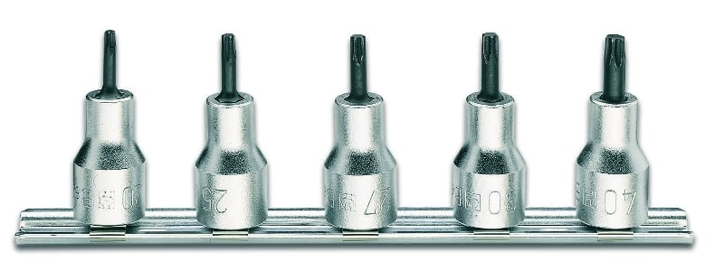 Beta 5-delige set dopsleutels voor Tamper Resistant Torx® schroeven (art. 920RTX) met support 920RTX/SB5 - 009200378