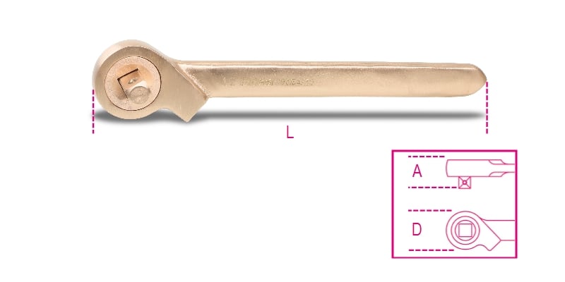 Beta Vonkvrije 1/2" doorsteek ratelsleutel 921BA/50 - 009210850
