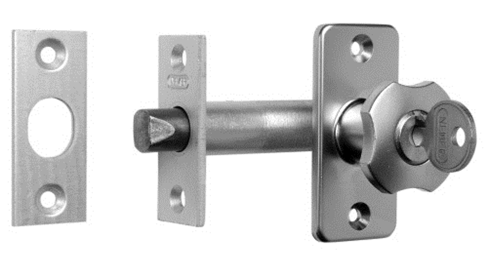 Nemef 2602/4-50 mm blister Insteekgrendel | DM50mm | voorplaat F1 geëloxeerd 22x55mm rechthoekig | F1 geëloxeerde knop | rozet | schoot zamac verzinkt