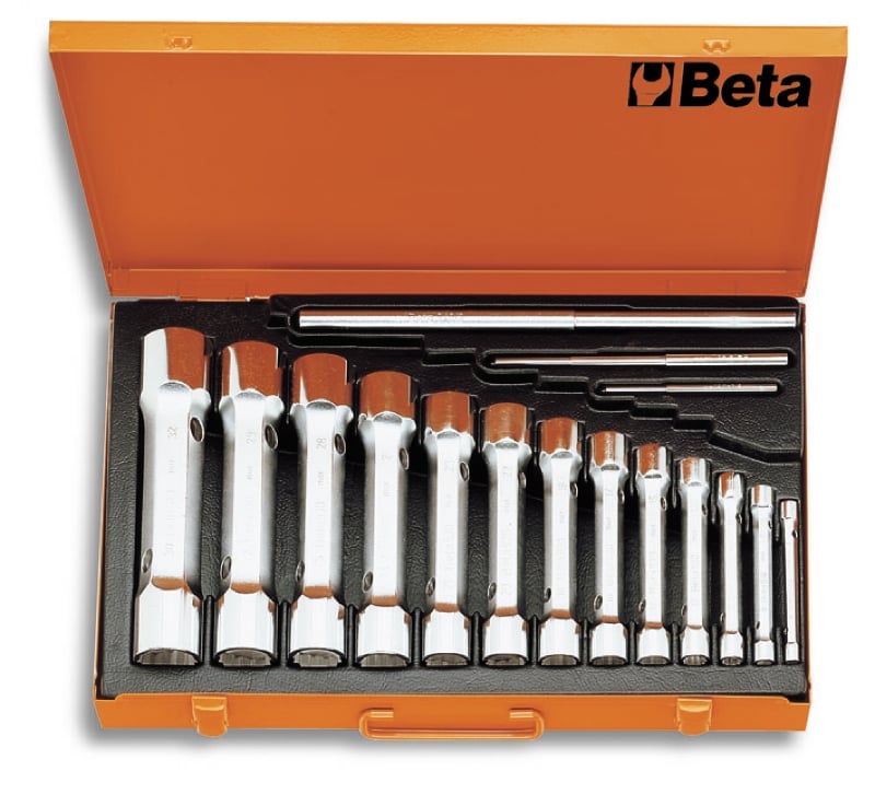 Beta 13-delige set pijpsleutels, twaalfkant en zware uitvoering (art. 930) in kistje 930/C13 - 009300098