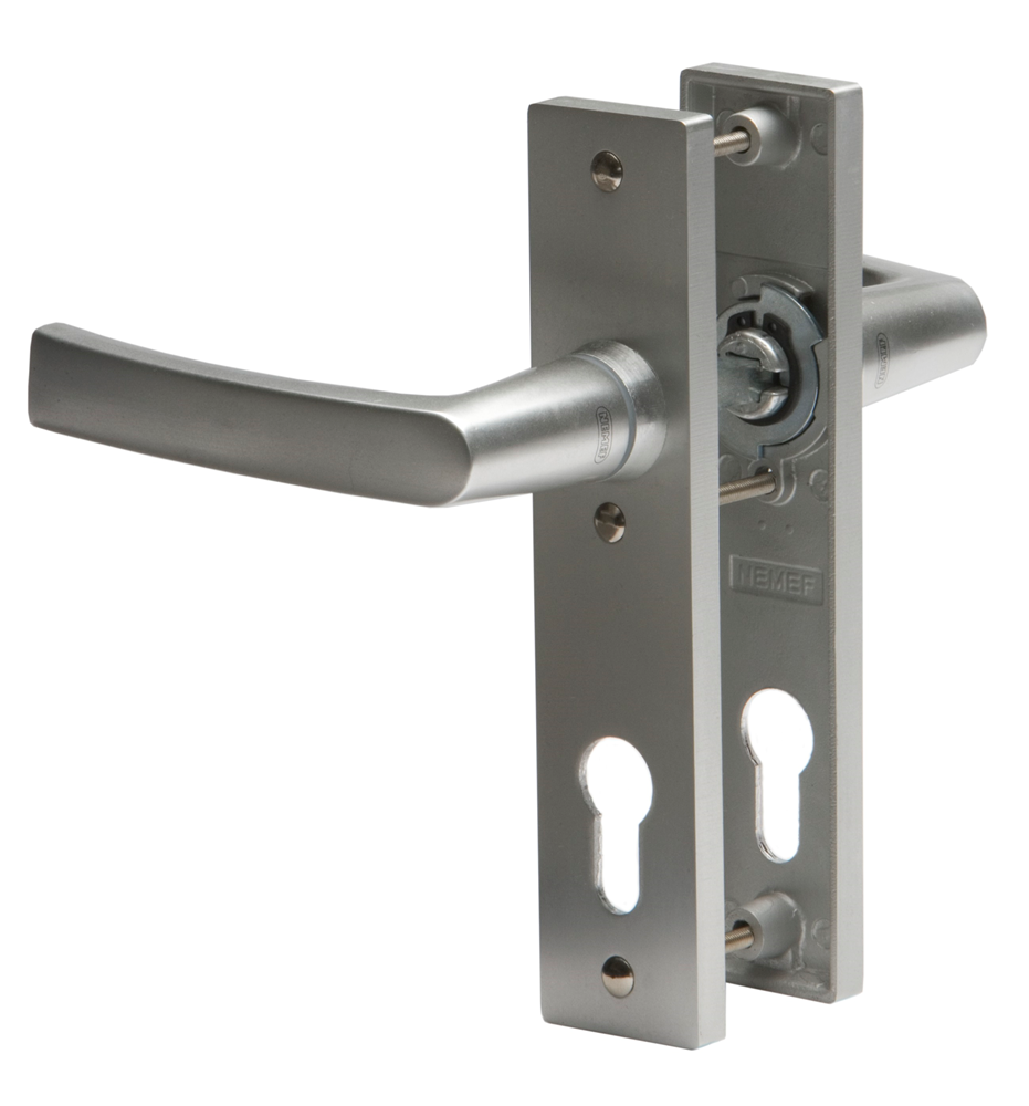 Nemef 3251 P Beslag kortschild rechthoekig | Blok kruk-kruk | beslagset | geveerd | krukstift 8mm | F1 aluminium | PC72-PC72 - 9325116720