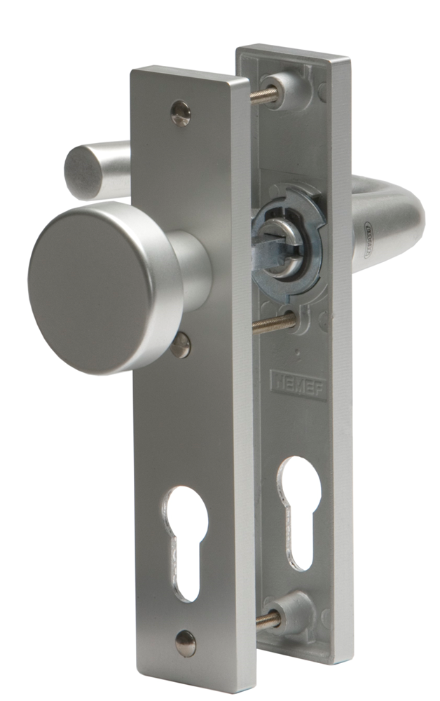 Nemef 3252 FP/L Beslag kortschild afgerond | Knop-geheel blind | beslagset | F1 aluminium | PC55 - 9325208550