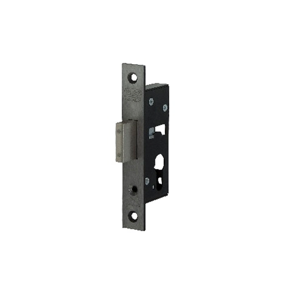 Nemef 4128 Veiligheidsbijzetslot | SKG** | DM30mm | voorplaat RVS 24x150mm rechthoekig | zamac vernikkelde nachtschoot | DR 1+2+3+4 - 9412818300