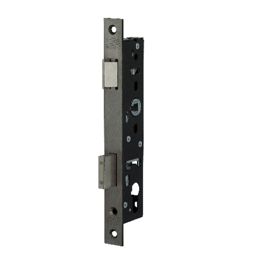 Nemef 4169 Veiligheidsdeurslot | SKG** | DM45mm | PC92mm | krukgat 8mm | voorplaat RVS 24x245mm rechthoekig | zamac glans vernikkelde dag- en