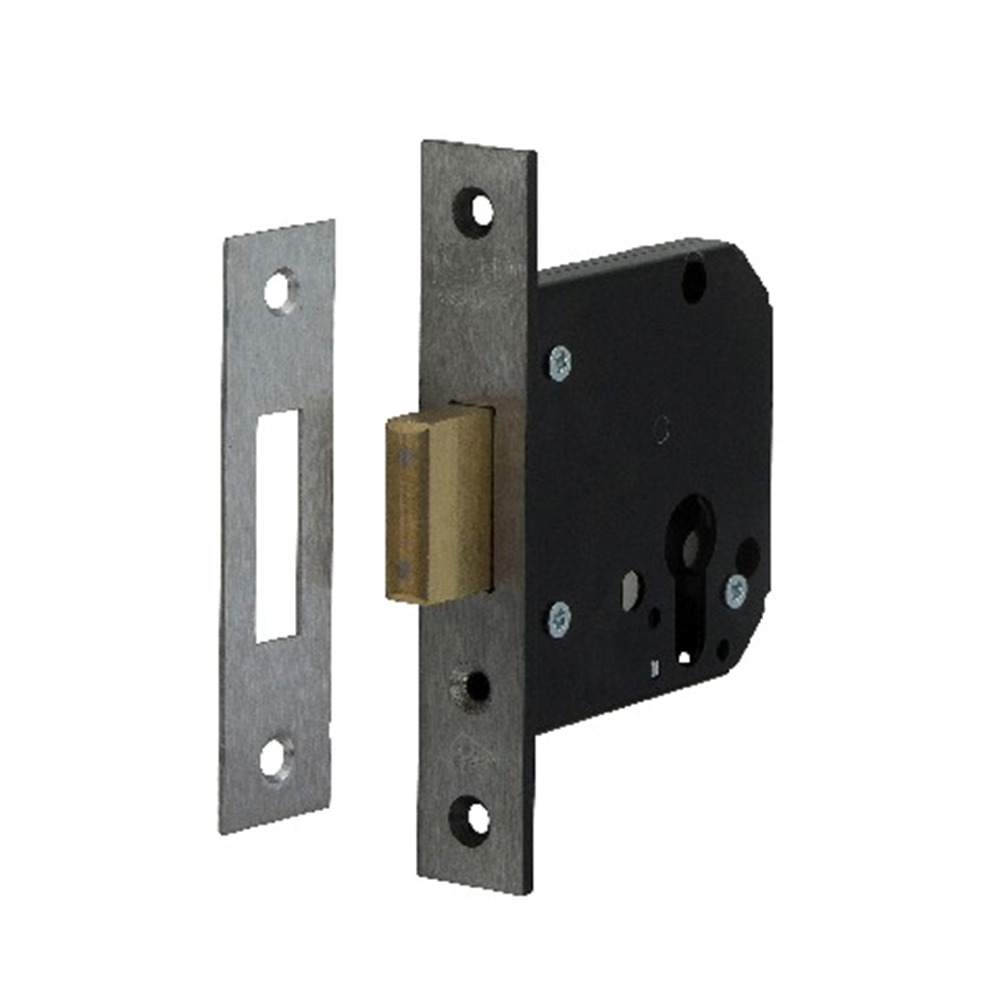 Nemef 4228 Veiligheidsbijzetslot | SKG** | DM60mm | voorplaat RVS 25x140mm afgerond | messing nachtschoot | DR 1+2+3+4 - 9422827600