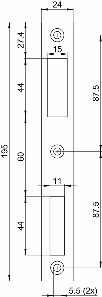 Nemef P 9500/12 Sluitplaat | staal verzinkt 24x195mm rechthoekig | DR 1+2+3+4 - 9950090120