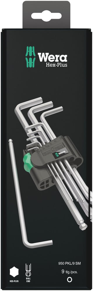 Wera 950 PKL/9 SM N SB Stifsleutelset, metrisch, verchroomd, 9-delig - 1 stuk(s) - 05073391001