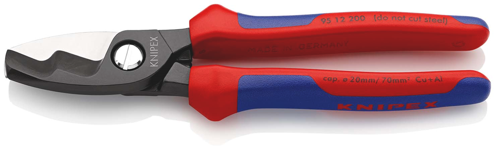Knipex Kabelschaar met dubbele snijkanten | Meer-componentengrepen | Gebruineerd | Lengte 200 mm - 95 12 200 SB