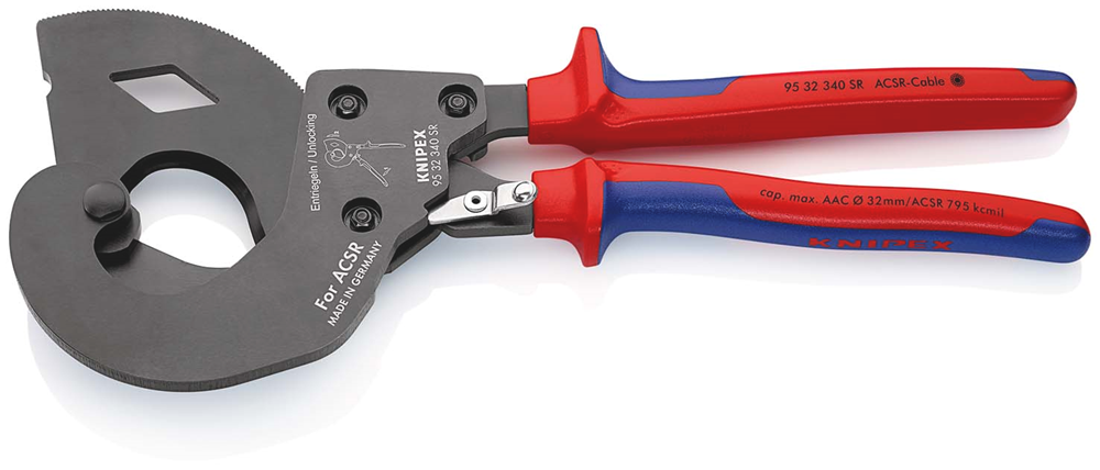 Knipex ACSR bovengrondse kabelschaar | Voor elektriciteitsleidingen | Ratelprincipe - 95 32 340 SR