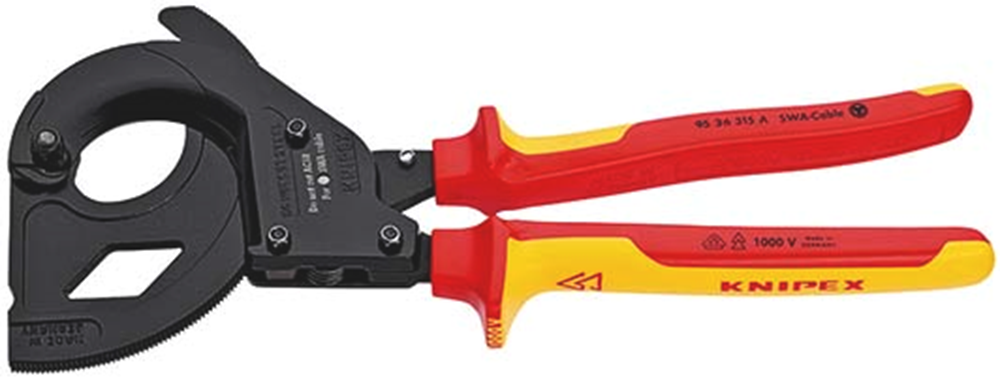 Knipex Kabelschaar (ratelprincipe) | Voor met staal gewapende kabels (SWA kabels) | Geïsoleerd - 95 36 315 A