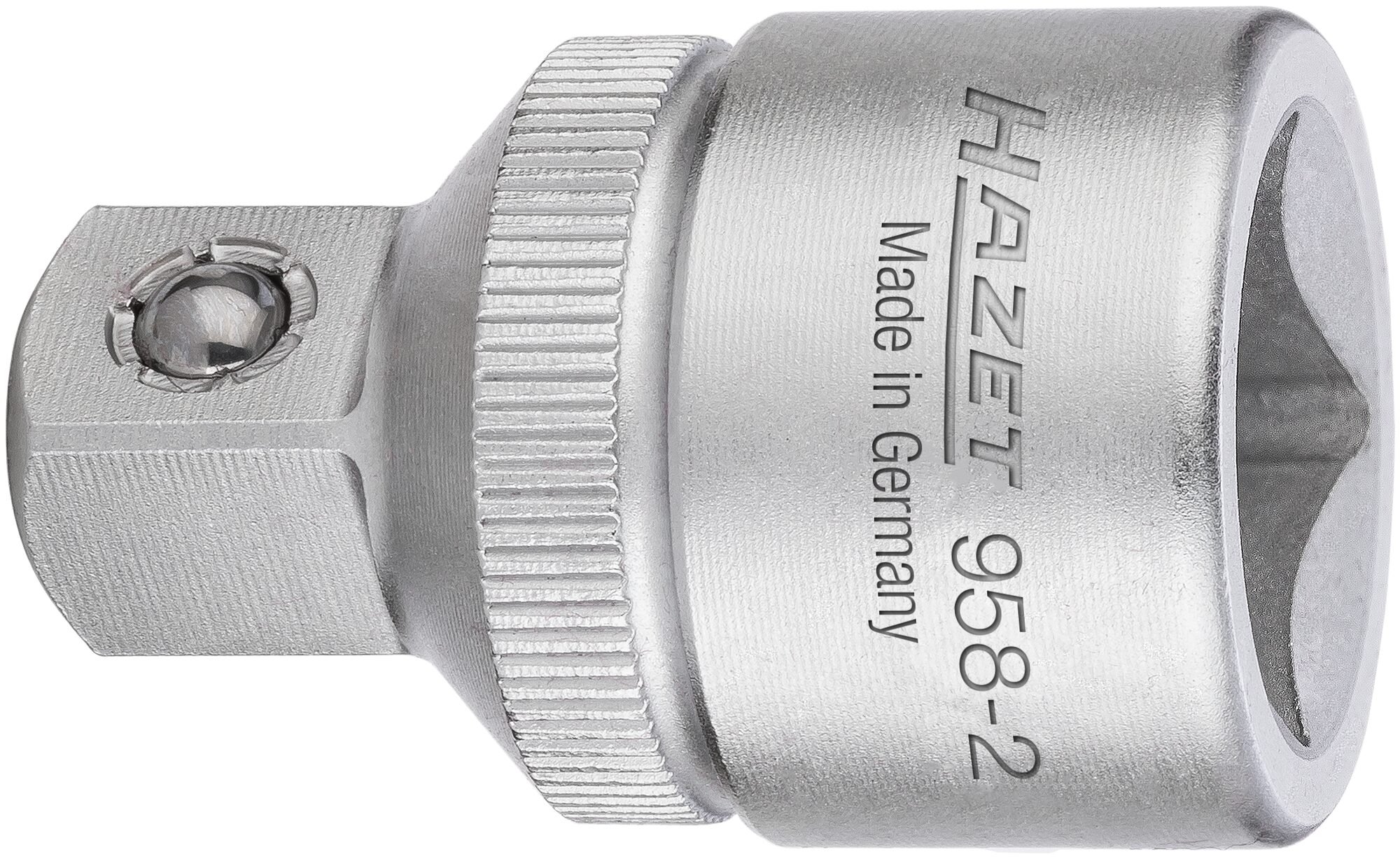 HAZET Verloopstuk 958-2 · 1/2 inch (12,5 mm) vierkant hol · 3/8 inch (10 mm) vierkant massief · Lengte: 36 mm