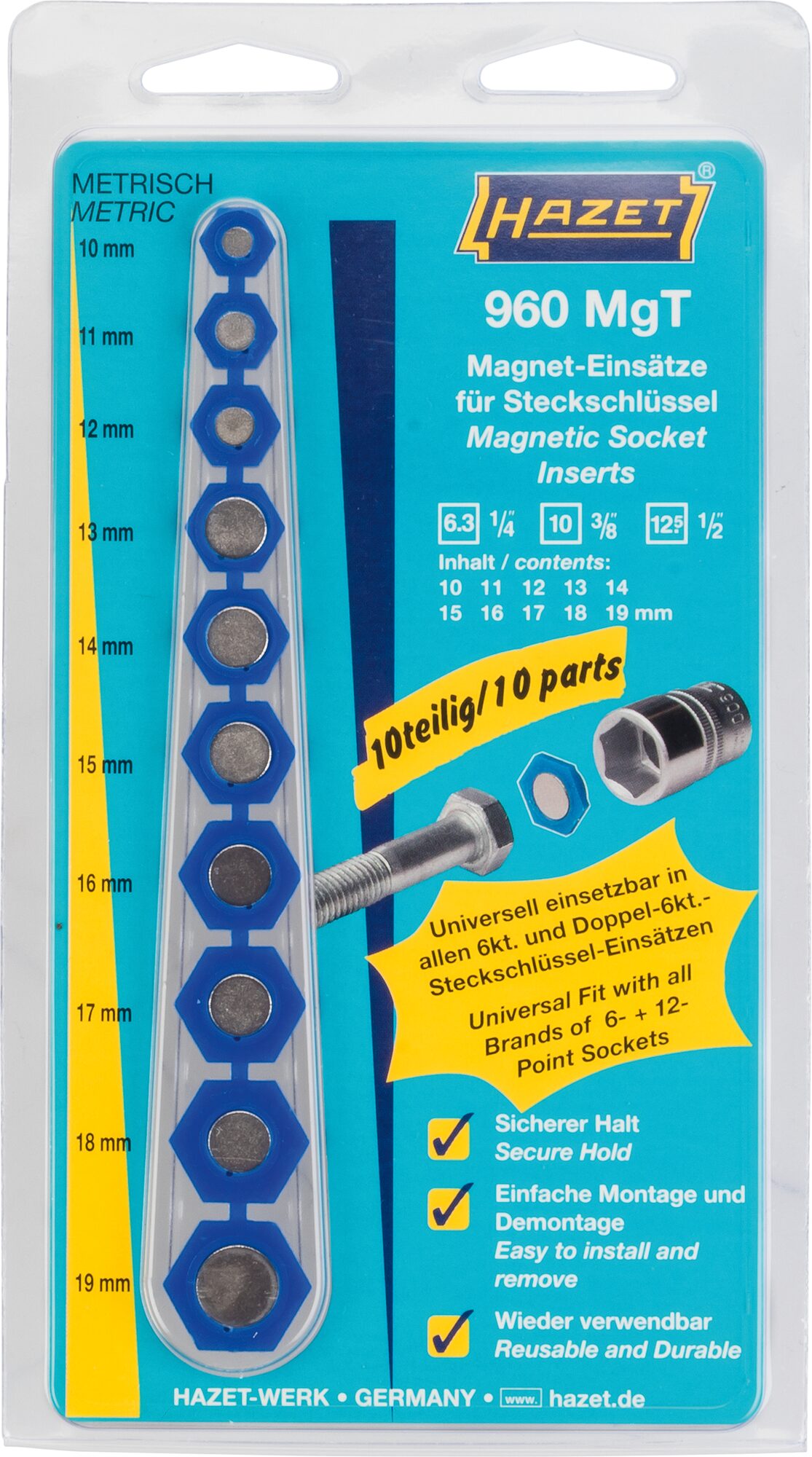 HAZET Magneetinzetstuk · voor dopsleutels 960MGT · Buiten-zeskant-profiel