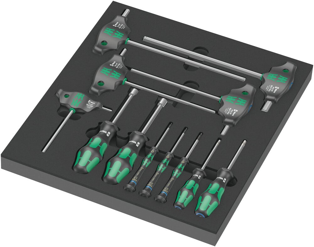 Wera 9713 Schuimrubberen inzetstuk met Hex schroevendraaiers Set 1, 12-delig - 05150104001