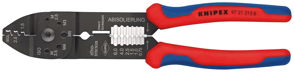 Knipex Krimptang met meer-componentengrepen | Zwart gelakt | Lengte 240 mm | Zelfbedieningskaart/blister - 97 21 215 B SB